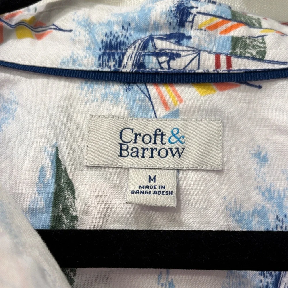 NWT Croft & Barrow Men's Sailboat Print Button-Down - Size Medium - Picture 4 of 14
